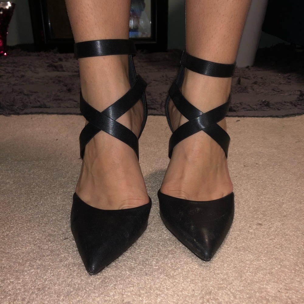 Black strapped heels